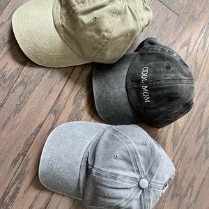 3 hats brand NEW NEVER WORN. Cool mom hat and other two have pony tail holes